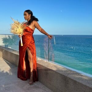 Elegant Rust Evening Gown